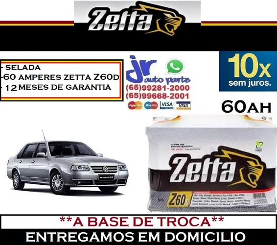 Bateria Automotiva Santana 60AH Zetta 12v