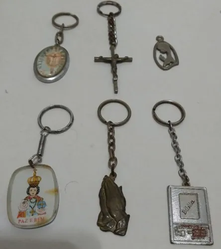 Lote Chaveiros Antigos Religiosos da bíblia, Cristo, Nossa Senhora, igreja