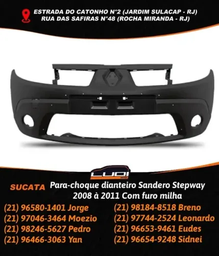 Parachoque dianteiro Renault Sandero Stepway 2008 à 2011 Com furo milha