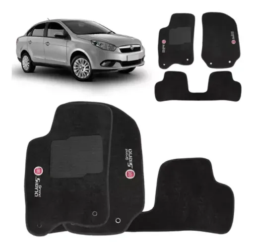 Tapete Fiat Grand Siena - Borracha - Preto 3 Peças - W1075