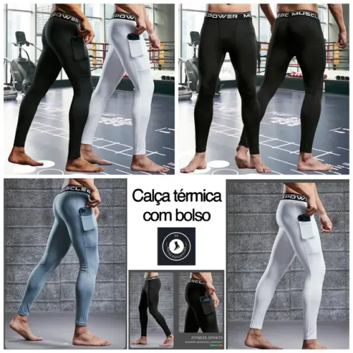 Calça térmica esportiva com bolso