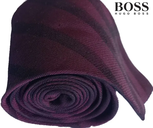 Gravata Hugo Boss,Seda Vinho listrada