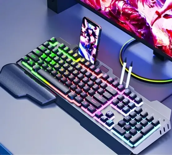 (NOVO) Teclado Gamer Led RGB Knup Multimídia Lighting KP-TE105