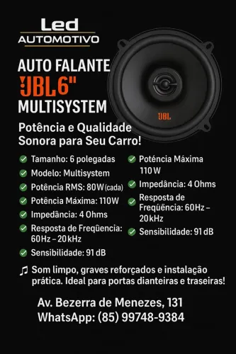 Alto Falante JBL 6" Multisystem - Som Automotivo