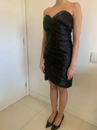 Vestido festa seda drapeado