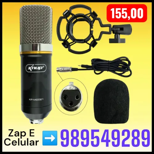 Microfone Condensador de Estúdio Knup KP-M0021