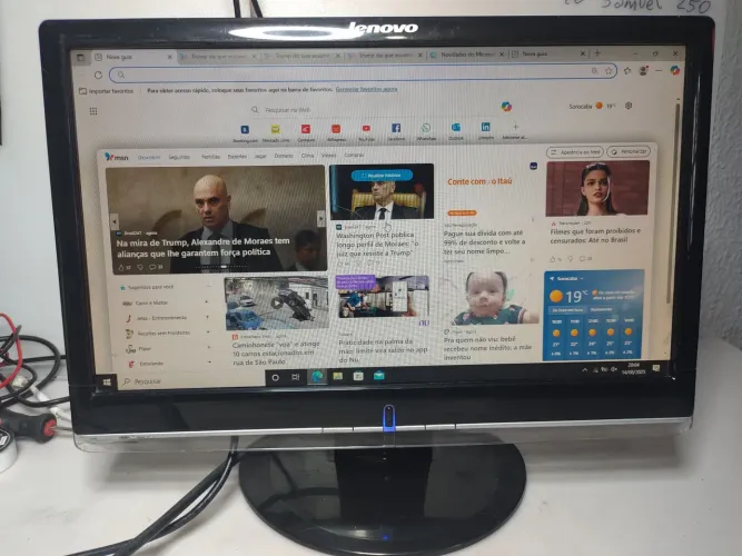 Monitor Lenovo 19 Pol VGA e Dvi 