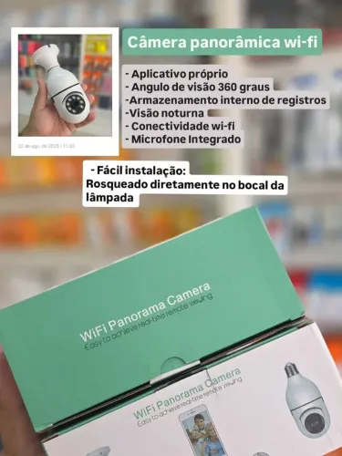 Câmera de segurança wi-fi panorâmica visão noturna microfone 