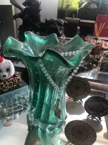 Vaso Cristal Murano Original....Verde....Unico...Exclusivo...
