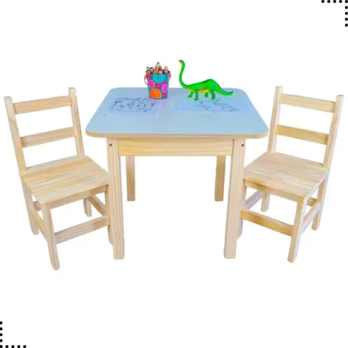 Mesinha Infantil Didática Mesa Com 2 Cadeiras De Madeira