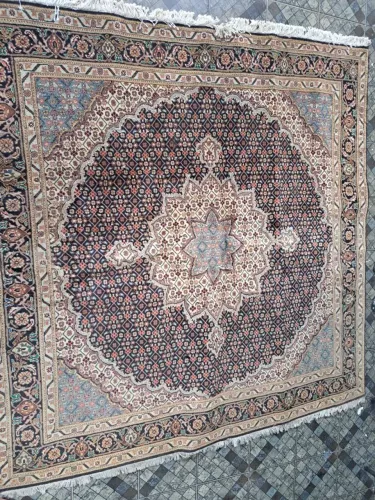 Tapete Persa Autêntico Iraniano - Feito à Mão - Lã, Seda e Algodão - 2×2 m - Excelente