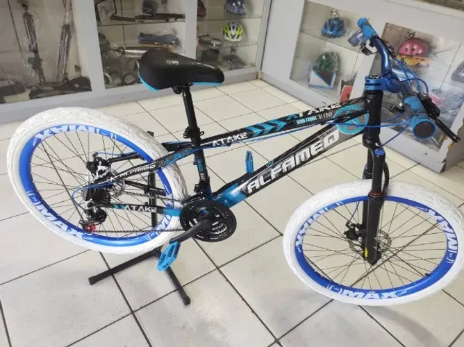 Bicicleta estilo freeride Alfameq modelo Atake 21V altura 13 nova totalmente personalizada