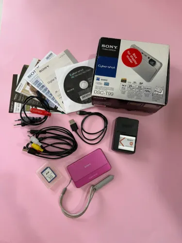 câmera digital sony cybershot dsc-t99 rosa pink 14.1 megapixels vídeo 1080 tela touch