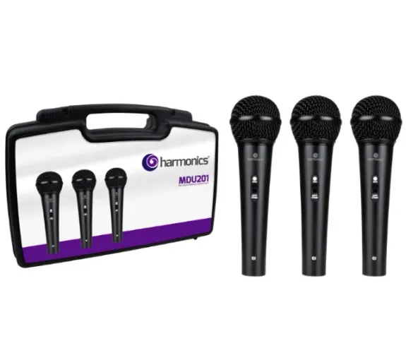 Kit de Microfone Harmonics MDU201 Com 3 Microfones Dinâmico Cardióide
