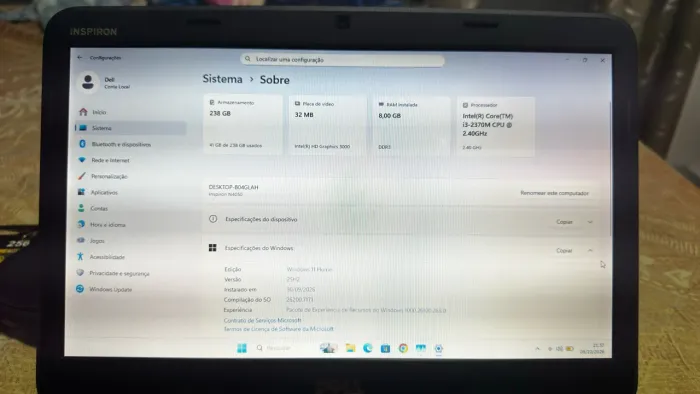 Notebook Dell Inspiron N4050 Core i3 | 8GB RAM | SSD 256GB + Extra | Ideal para Estudos