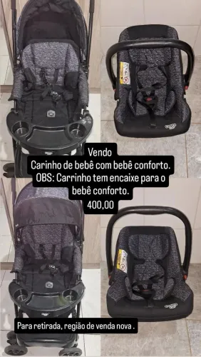 Carrinho de bebê com bebê conforto
