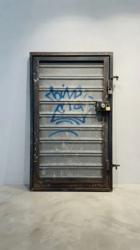 Portinhola | Porta de Ferro Estilo Industrial com Grades e Fechadura
