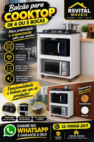 Armário para Cook top 4 bocas branco
