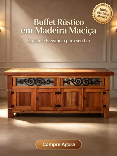 Buffet Rústico em Madeira Maciça