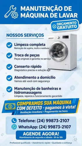 Manutenção máquina de lavar e banheiras 