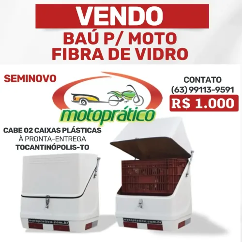 Baú para Moto de Fibra de vidro Motoprático