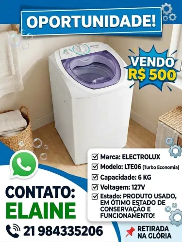 Máquina de Lavar Electrolux 6kg LTE06 127V - Em bom Estado!
