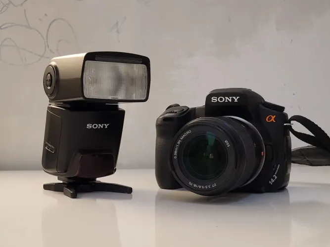 Kit Câmera Sony a350 + Flash + Lente + Acessórios 