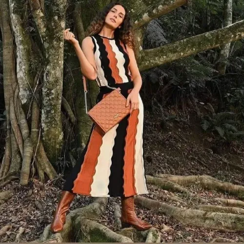 Vestido longo de tricô Carmen Steffens