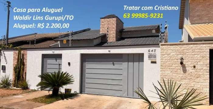 Aluguel de CASA com 3/4, Waldir Lins, Gurupi/TO