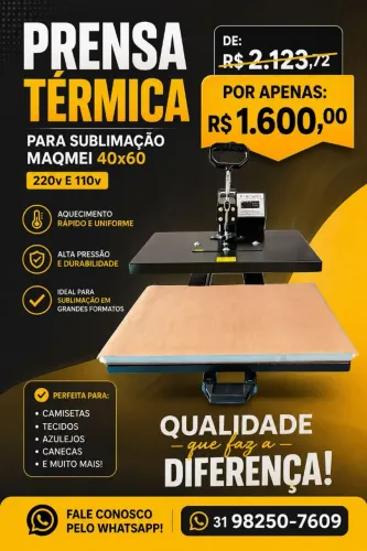 Vendo prensa térmica plana 40x60cm 127v