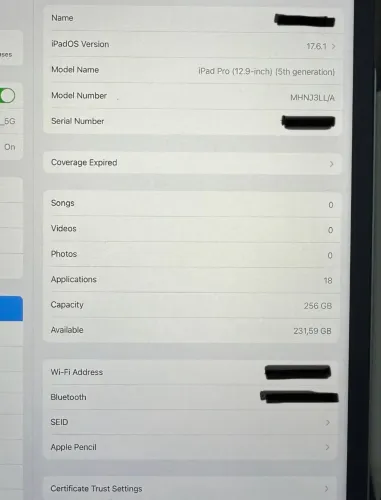 iPad Pro 12.9? (5 ger) 256gb cinza espacial