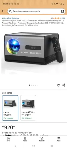 Projetor bettdow 8k 1080