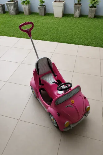 Carrinho Passeio Infantil Pedal Empurrador 1300 Fouks Rosa ? usado, em bom estado