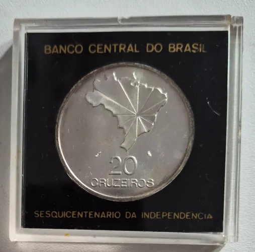 Moeda Prata 20 Cruzeiros Sesquicentenario da Independência 