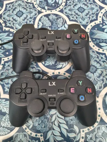 Kit 2 Controles USB Estilo PS2 + Adaptador Dual USB para PC e Notebook