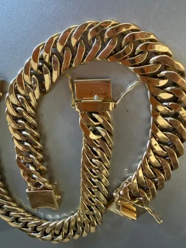 Pulseira Groumet de ouro 18k procedência garantia eterna