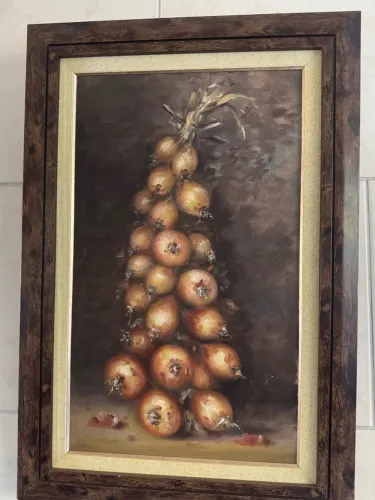 Pintura a óleo com moldura