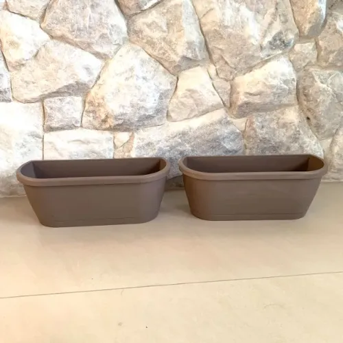 Kit 2 Floreiras de Parede Arredondada Artevasi Marrom Bege Cinza 38 cm