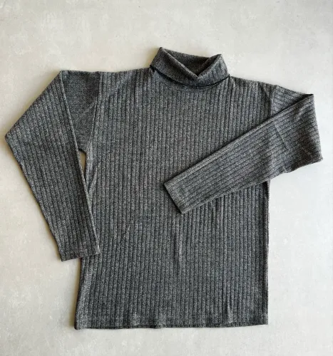 Blusa Ellus gola alta canelada cinza -  M