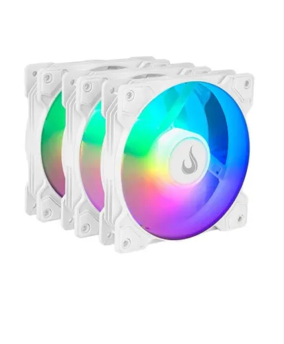 Kit com 6 ventoinhas Rise Mode X, 120mm, Led ARGB, Branco - RM-XLD-02-ARGB