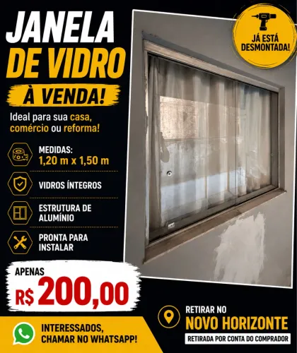 Janela de vidro blindex 1,20 x 1,50