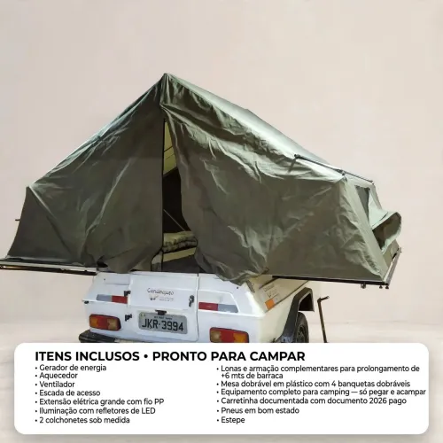 Carretinha camping. Barraca montada em 5 min.