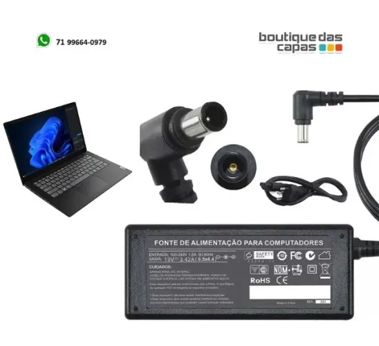 FONTE ENERGIA CARREGADOR P TV SMART NOTEBOOK LG 65W 19V 3.42A 6,5mm x 4,4mm MM644