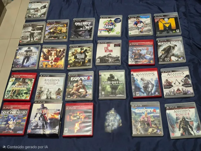 PS3 Slim + 1 controle + 24 jogos