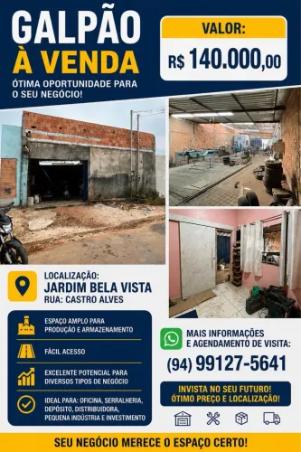 Vendo esse galpão, tem um banheiro, um escritório