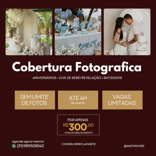 Fotógrafo de aniversário/chá de bebê/eventos em Conselheiro Lafaiete e Região
