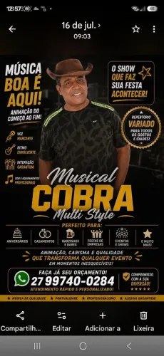 Musical cobra Teclado e voz