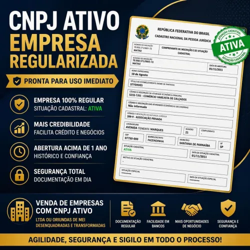 Empresas com CNPJ Ativo (LTDA) + Abertura e Regularização. 