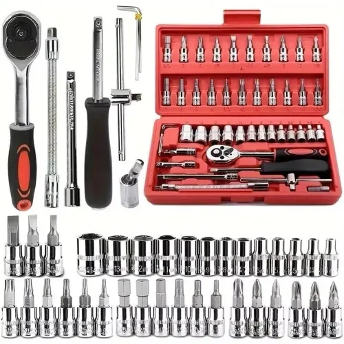 Kit De Ferramentas 46 Peças Jogo de Soquetes com Maleta Jogo Completo