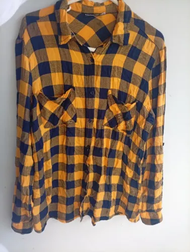 Camisa xadrez M amarela e azul 